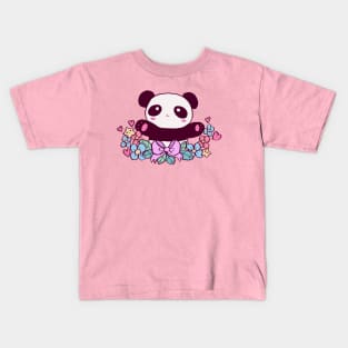 Cute Flowery Panda Kids T-Shirt